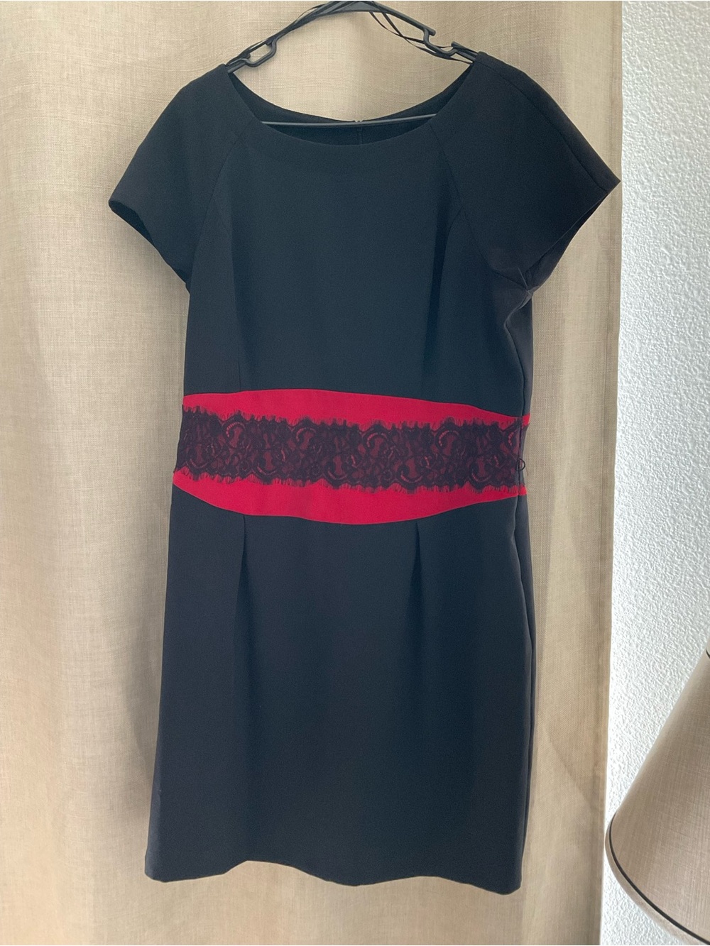 Danny & Nicole Black Dress with Red Lace Waistband
